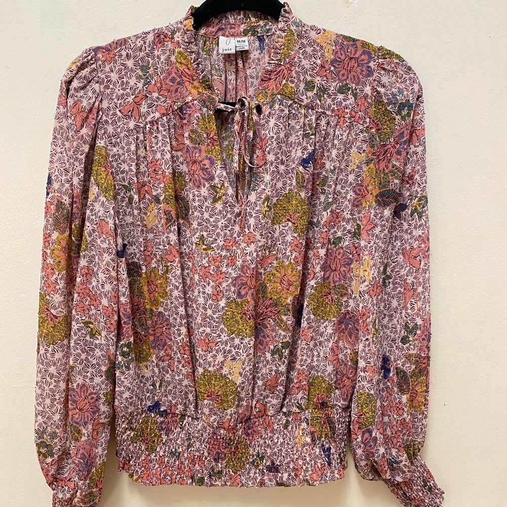 JOIE Floral V-neck Blouse in Size Medium
